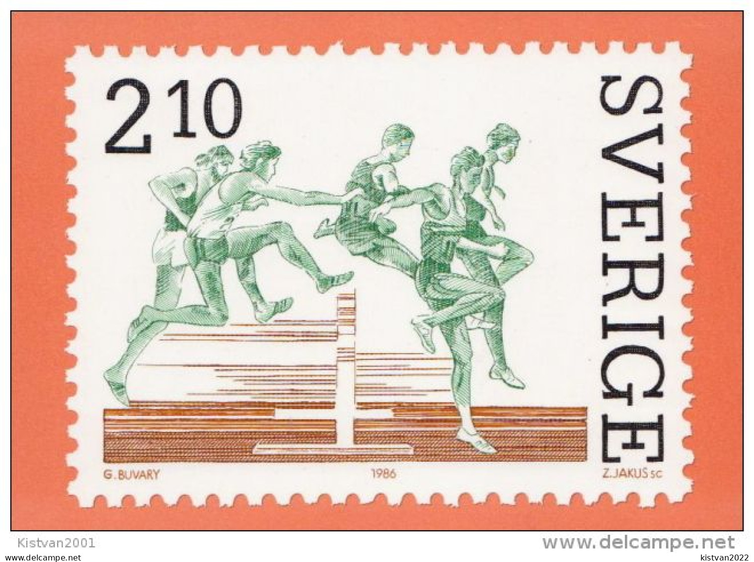 Sweden Sport Stamps On Postcards - Timbres (représentations)