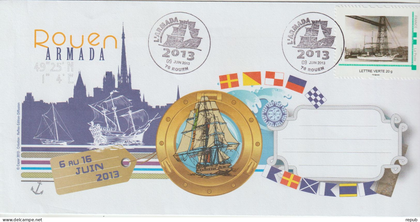 France 2013 Armada Rouen Sur Enveloppe - Storia Postale