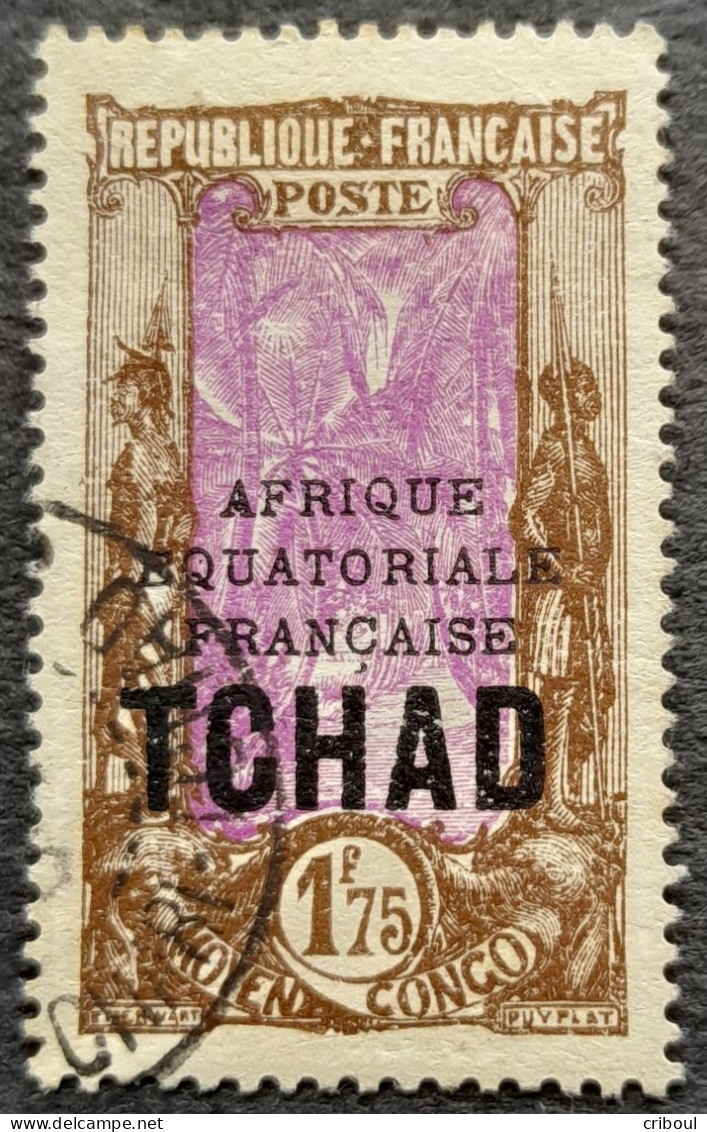 Tchad Chad 1930 1933 Arbre Cocotier Tree Surchargé Overprinted AFRIQUE EQUATORIALE FRANCAISE TCHAD Yvert 54A O Used - Usati