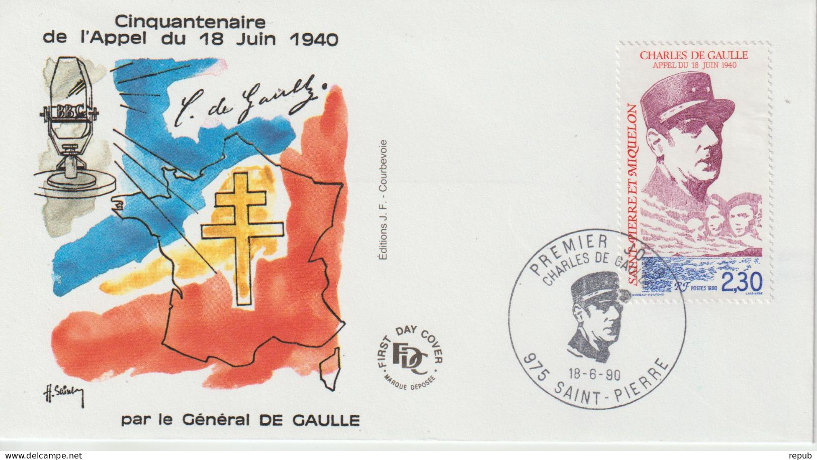 Saint Pierre Et Miquelon FDC 1990 Charles De Gaulle 521 - FDC