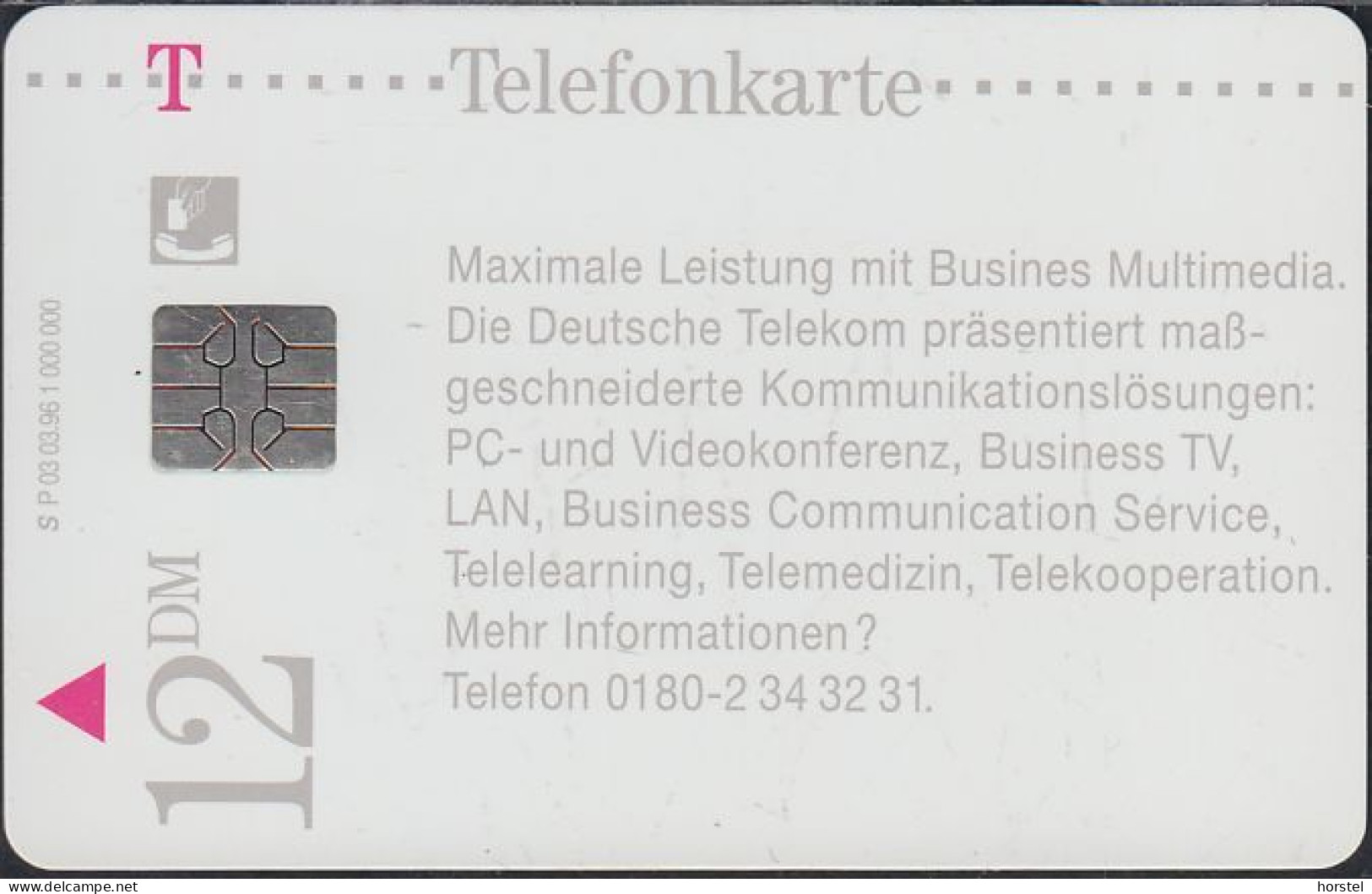 Germany P03/96 Busines - Multimedia - P & PD-Series: Schalterkarten Der Dt. Telekom