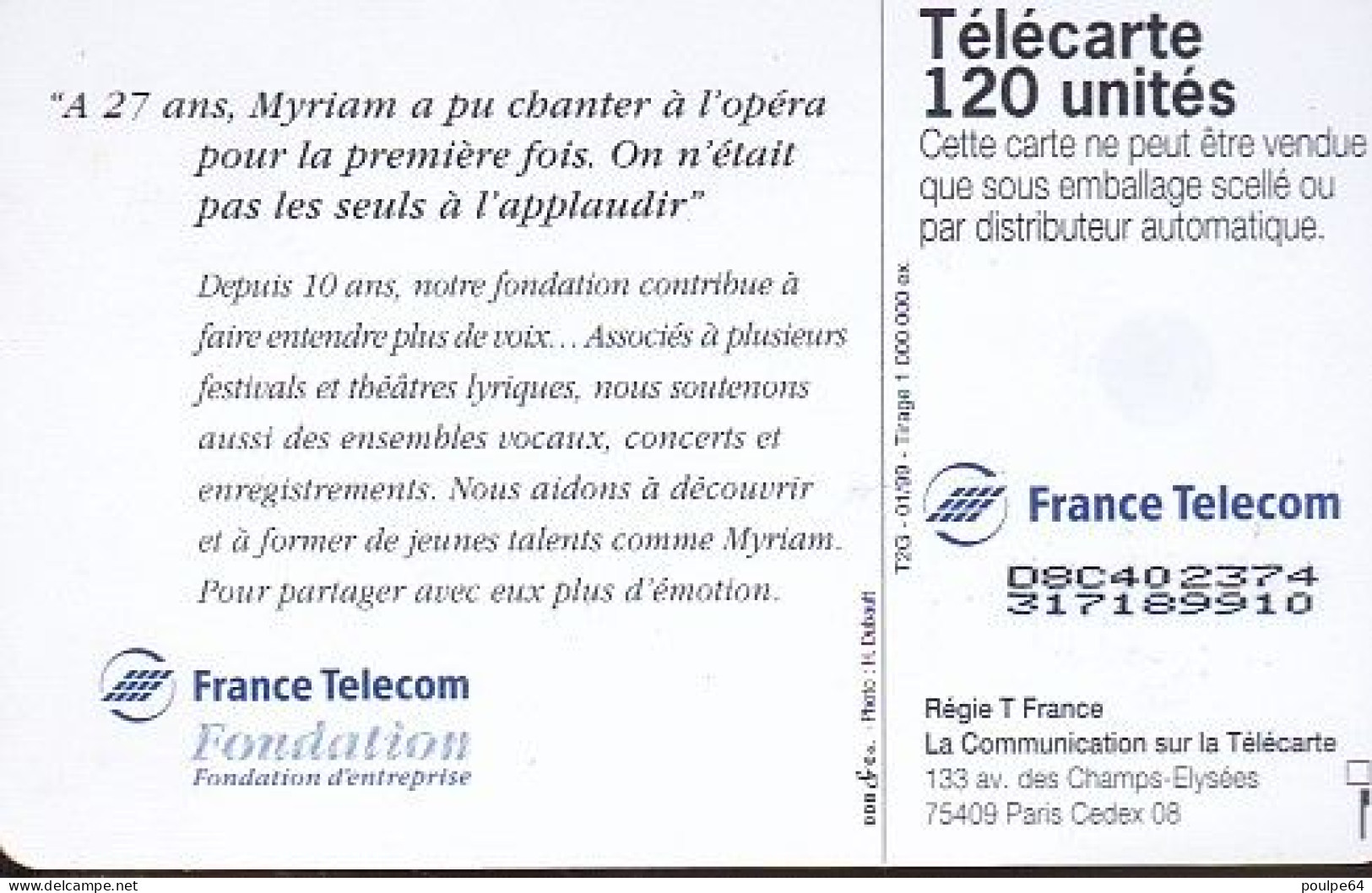 F948  01/1999 - MYRIAM " Musique Vocale " - 120 OB2 - 1999