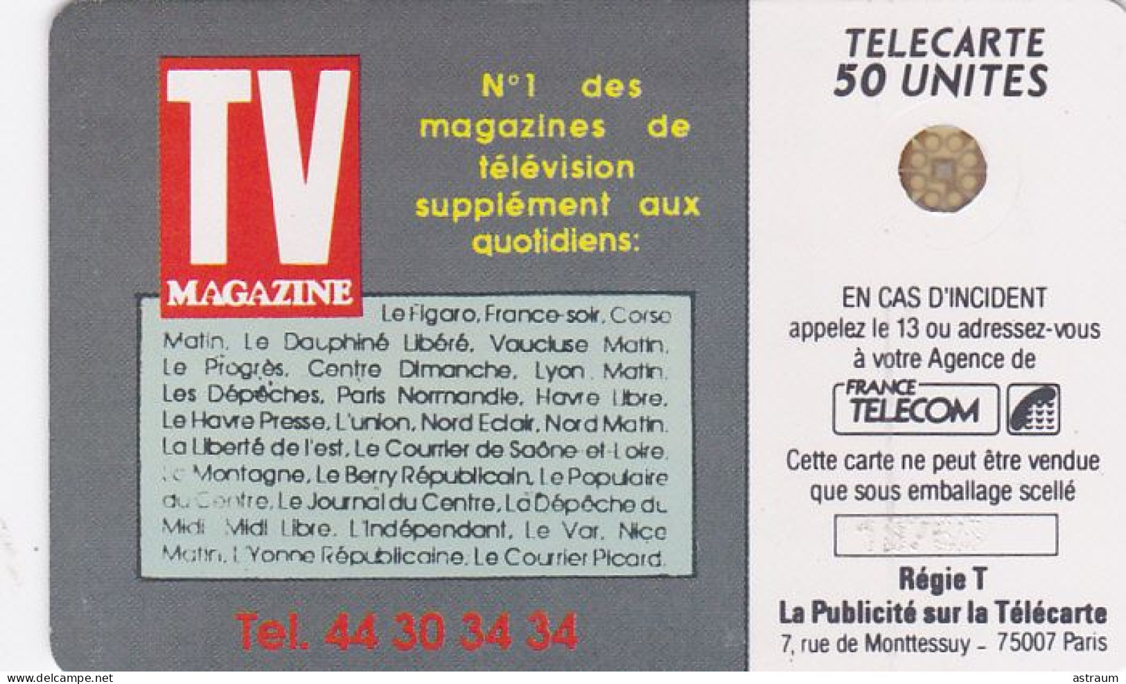 Telecarte Privée D 371 NEUVE - T.V. MAGAZINE- Sc5ab - 1000 Ex - 50 Un - 1990 - Privat