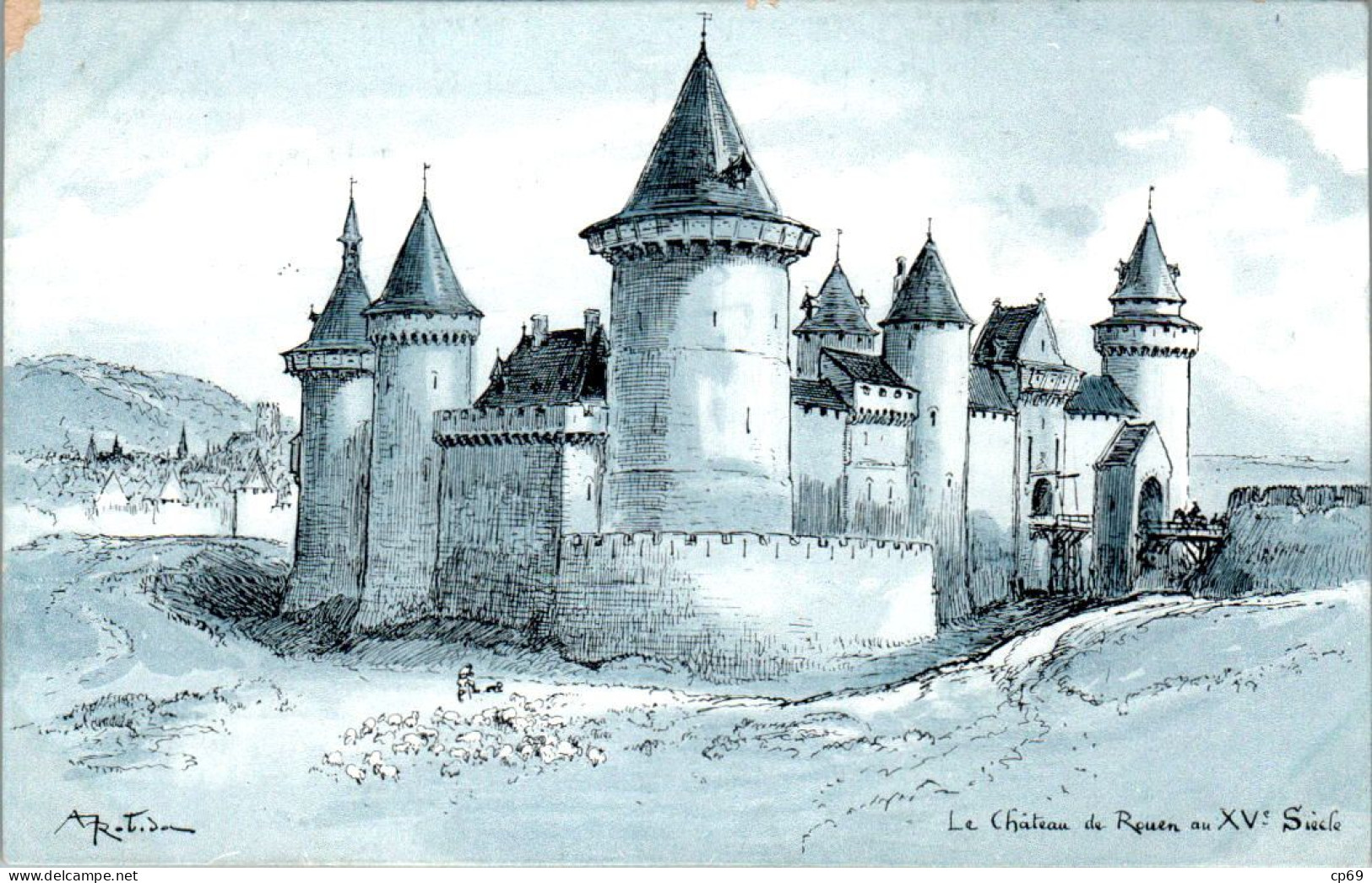 Albert Robida Série F N°5 Le Château De Rouen Au XV ème Siècle Castle Cpa Couleur Non Ecrite Au Dos En B.Etat - Robida