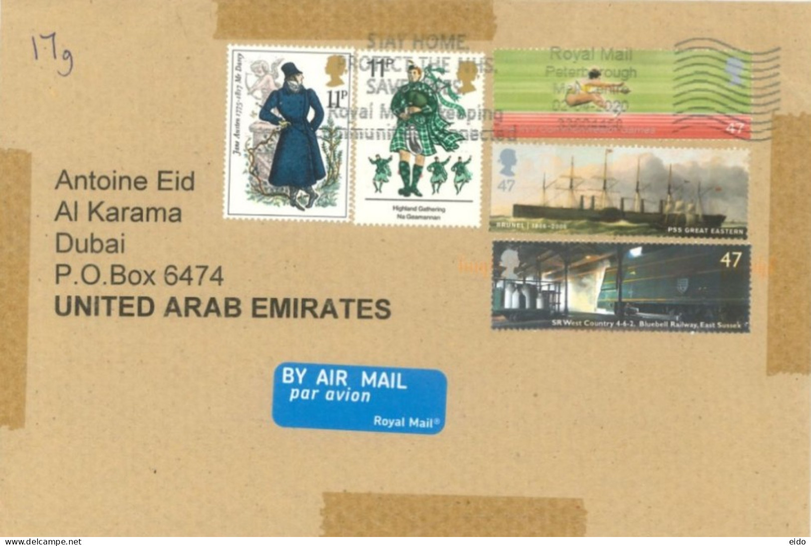 GREAT BRITIAN : 2020, STAMPS COVER TO DUBIA - Covers & Documents