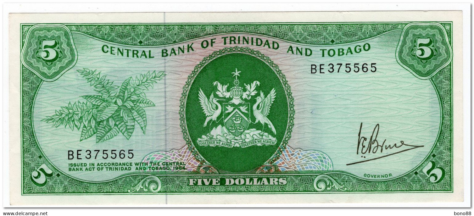 TRINIDAD & TOBAGO,5 DOLLARS,L.1964, (1977) P.31a,AU - Trinidad En Tobago