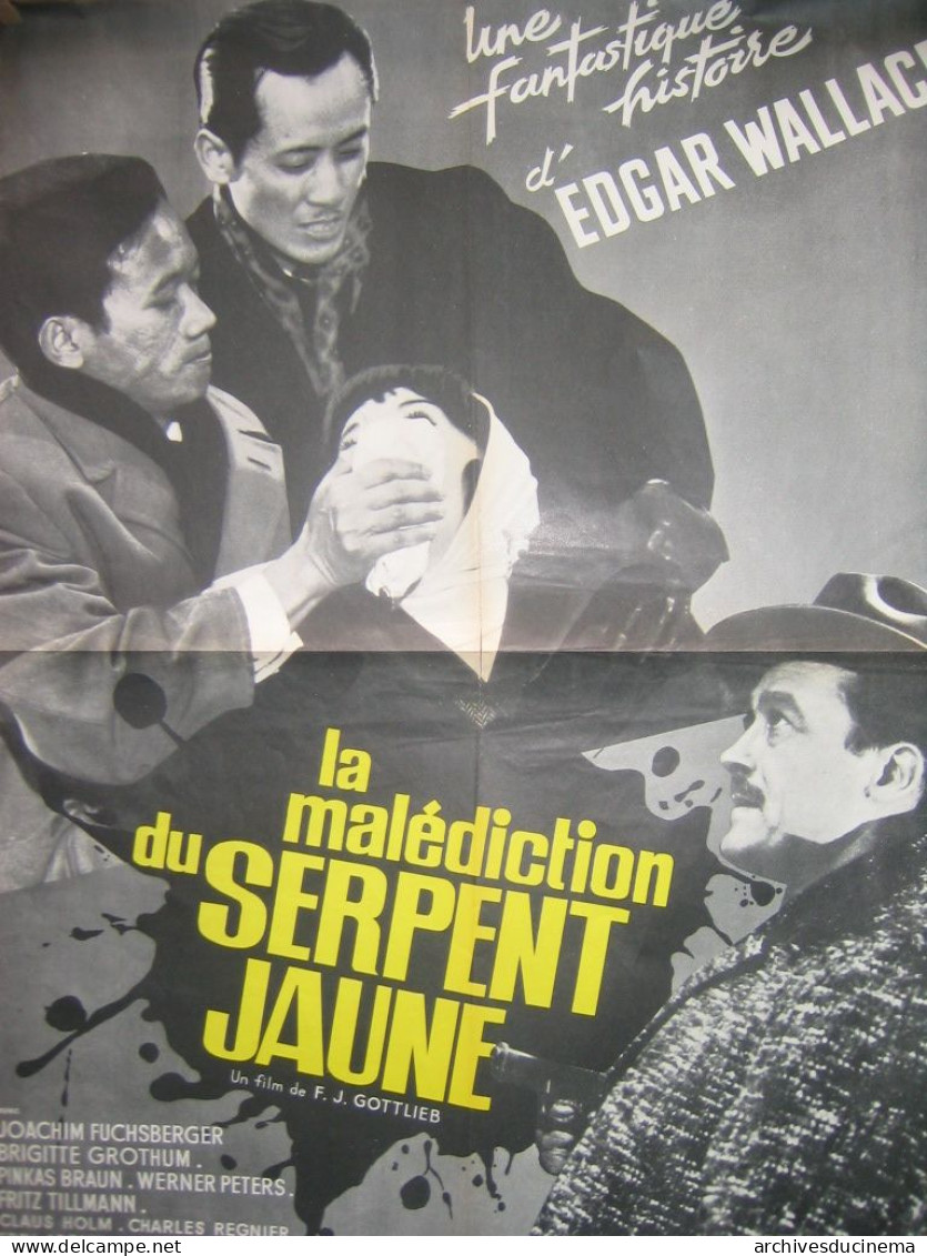 EDGAR  WALLACE Affiche 120X160 LA MALEDICTION DU SERPENT JAUNE - Affiches & Posters