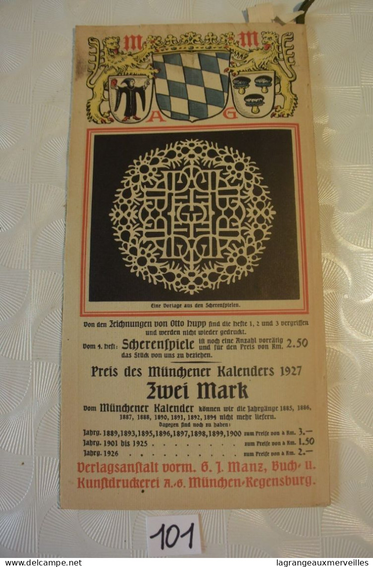 C101 MUNCHENER KALENDER 1927 German Pulp Paper Otto Hupp WW1 WW2 - Groot Formaat: 1901-20