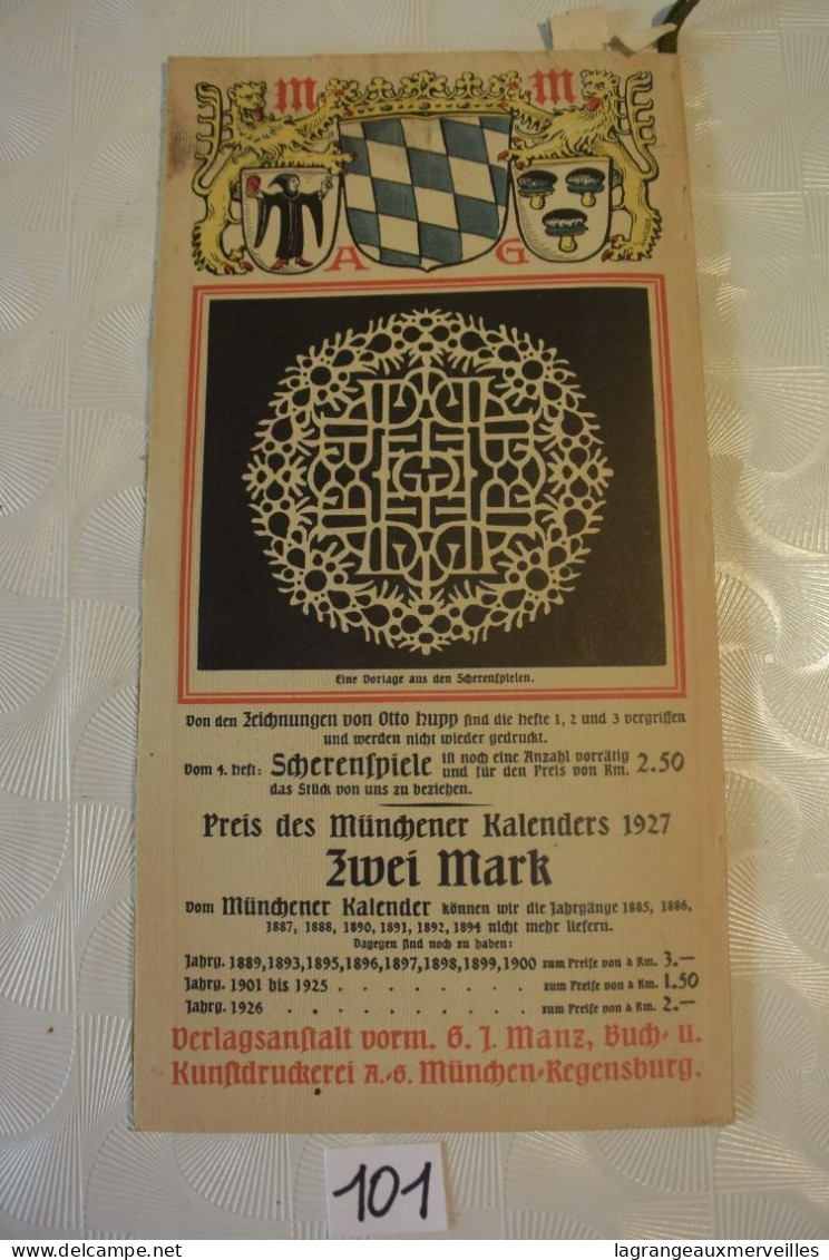 C101 MUNCHENER KALENDER 1927 German Pulp Paper Otto Hupp WW1 WW2 - Grand Format : 1901-20