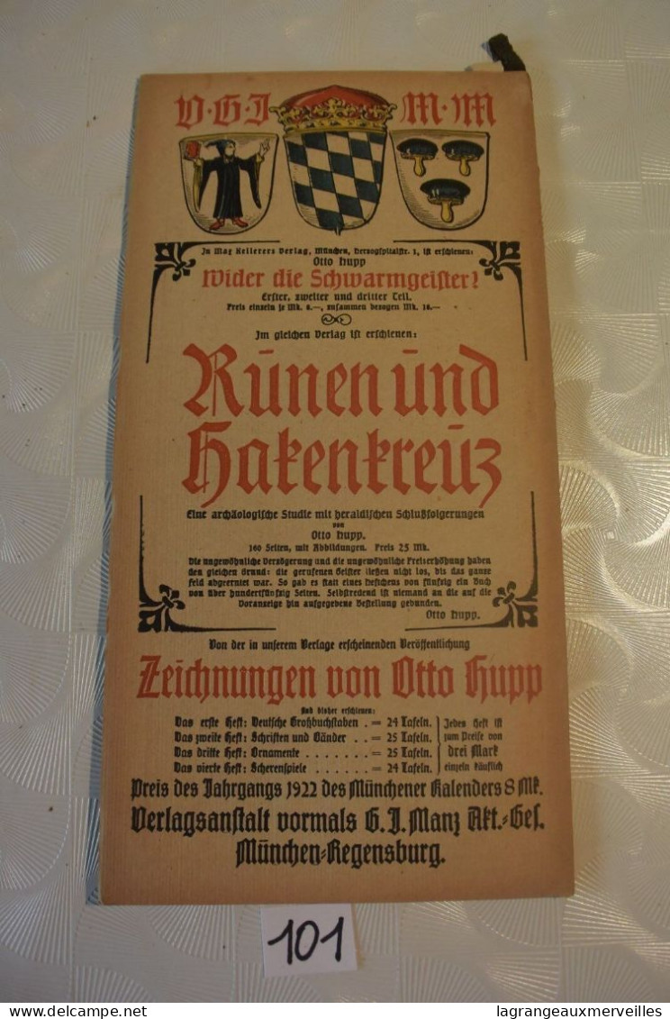 C101 MUNCHENER KALENDER 1922 German Pulp Paper Otto Hupp WW1 WW2 - Big : 1921-40