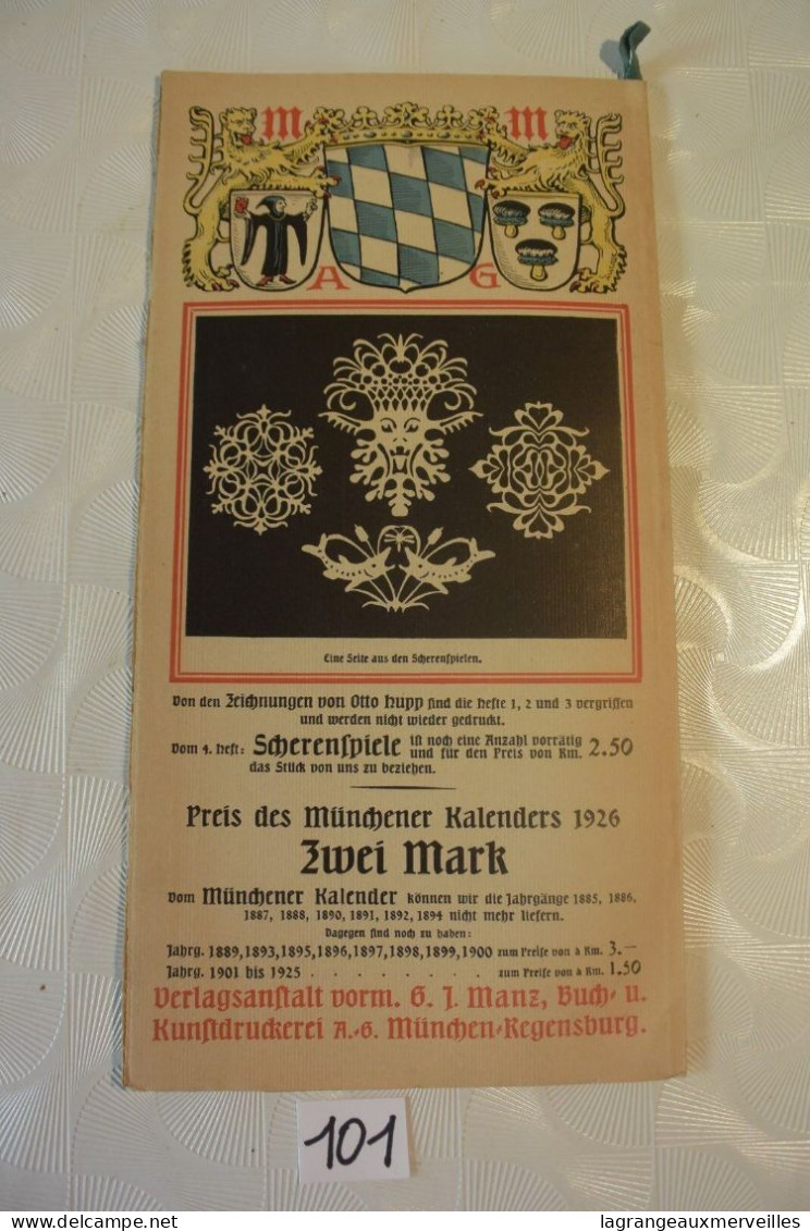 C101 MUNCHENER KALENDER 1926 German Pulp Paper Otto Hupp WW1 WW2 - Groot Formaat: 1921-40