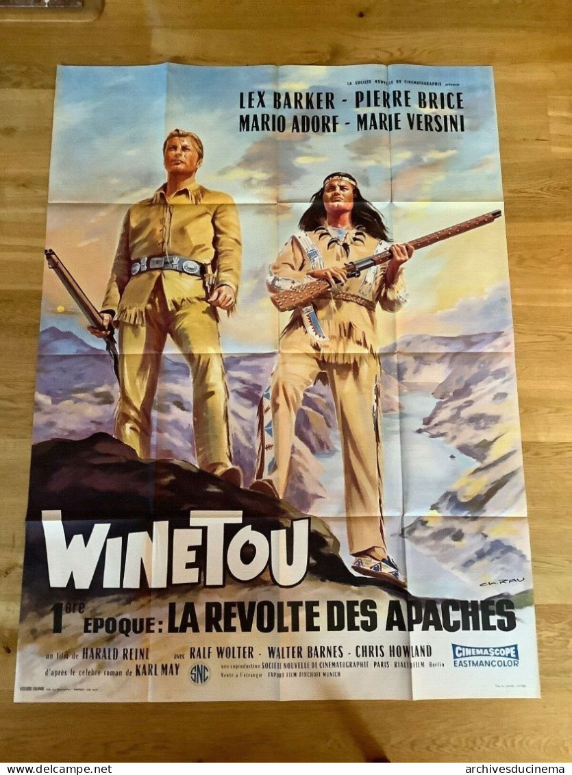 LEX BARKER PIERRE BRICE WINNETOU Affiche 120X160 LA REVOLTE DES APACHES - Affiches & Posters