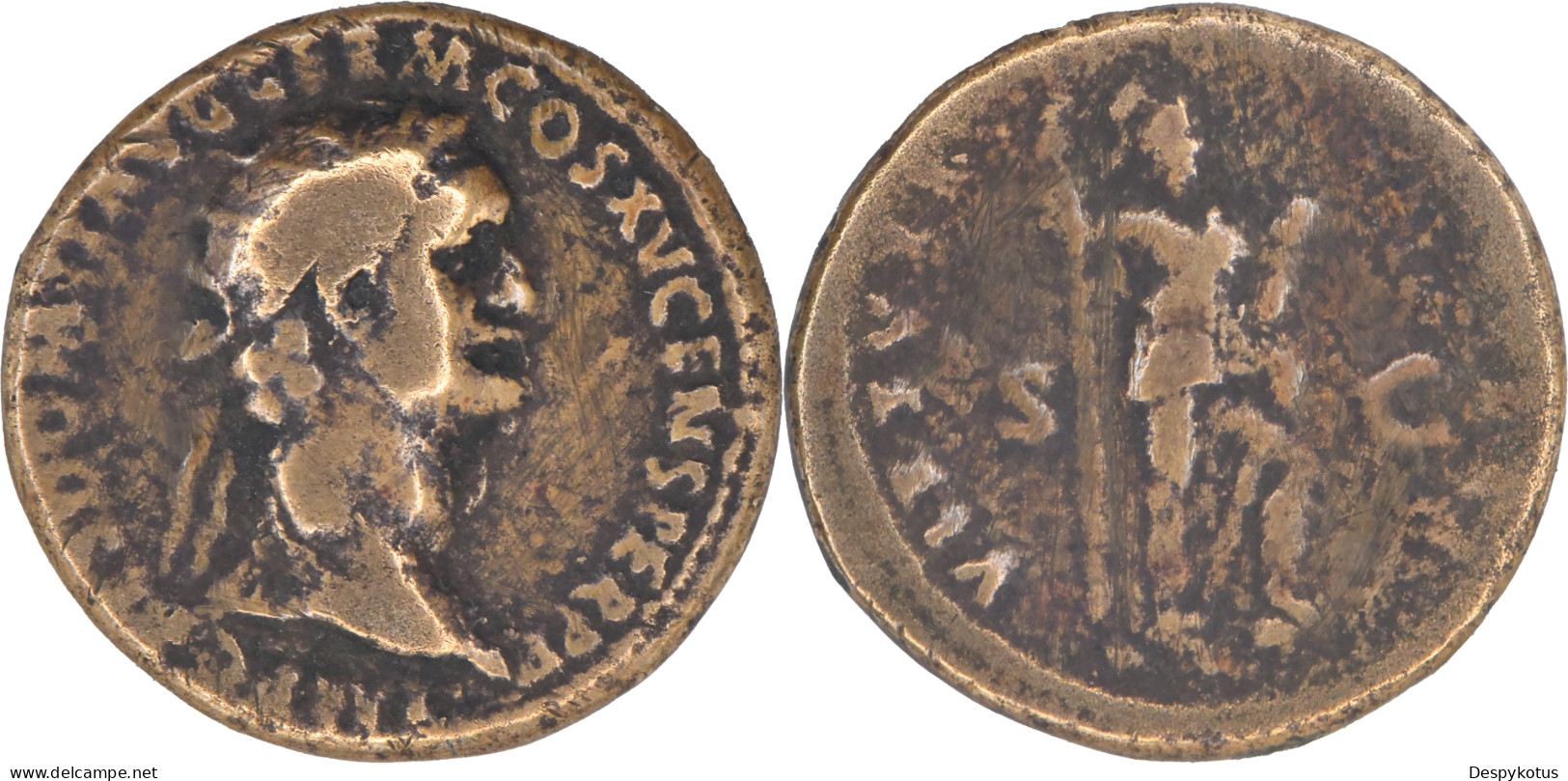 ROME - Dupondius - DOMITIEN - 89 AD - VIRTVTI AVGVSTI - 11.29 G. 27.90 Mm - RIC 393 - 17-024 - La Dinastia Flavia (69 / 96)