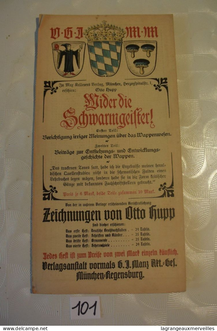 C101 MUNCHENER KALENDER 1919 German Pulp Paper Otto Hupp WW1 WW2 - Grand Format : 1901-20