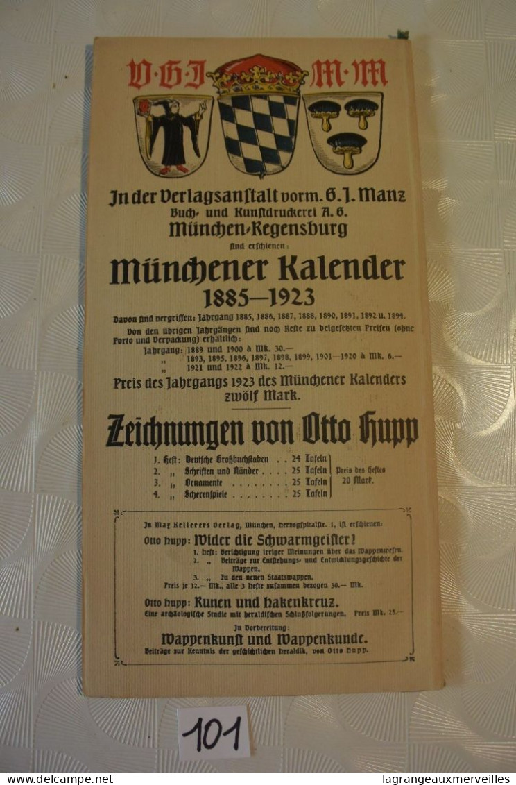 C101 MUNCHENER KALENDER 1923 German Pulp Paper Otto Hupp WW1 WW2 - Formato Grande : 1901-20