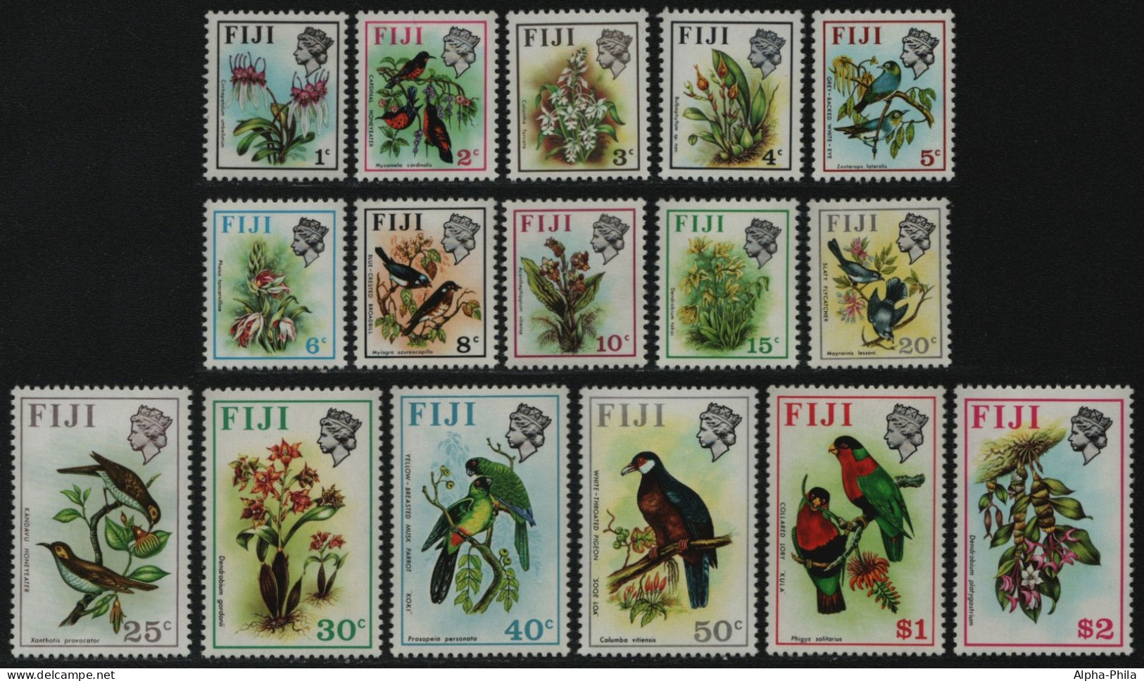 Fidschi 1971 - Mi-Nr. 276-291 X ** - MNH - Vögel, Blumen / Birds, Flowers (I) - Fidji (1970-...)