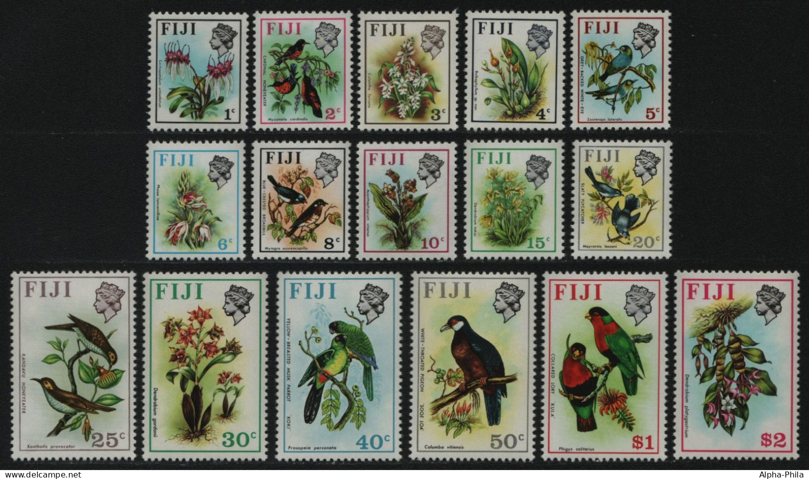 Fidschi 1971 - Mi-Nr. 276-291 X ** - MNH - Vögel, Blumen / Birds, Flowers (IV) - Fidji (1970-...)