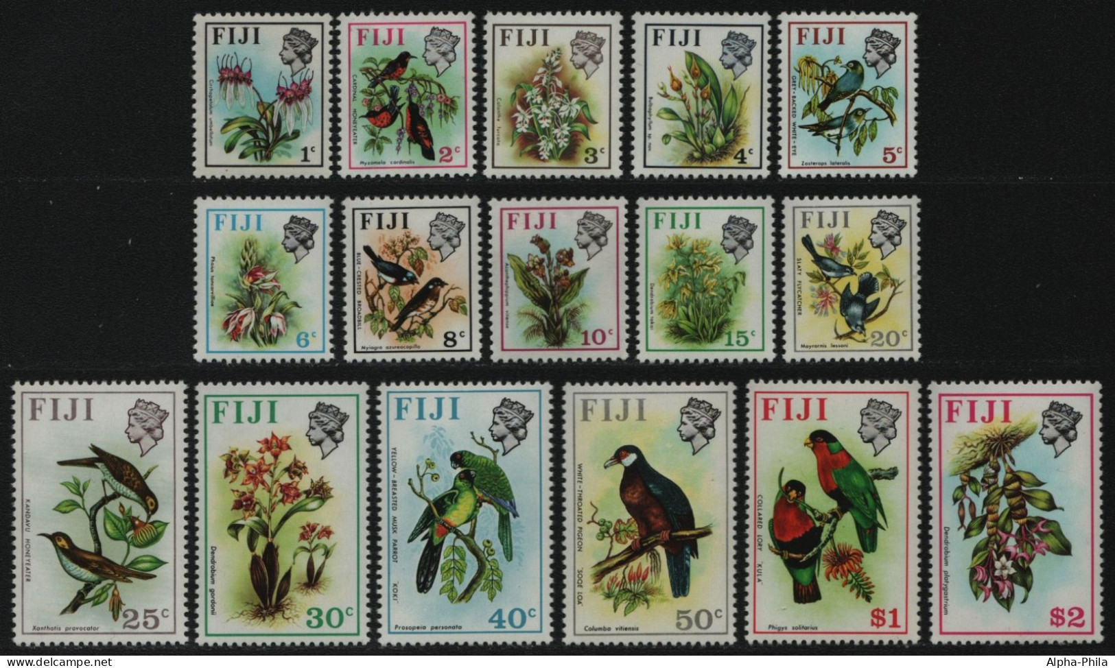 Fidschi 1971 - Mi-Nr. 276-291 X ** - MNH - Vögel, Blumen / Birds, Flowers (II) - Fidji (1970-...)