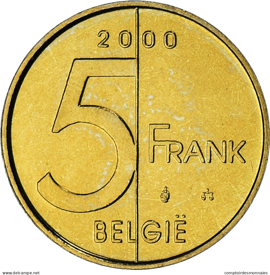 Belgique, Albert II, 5 Francs, 5 Frank, 2000, Série FDC, FDC, Bronze-Aluminium - 5 Frank