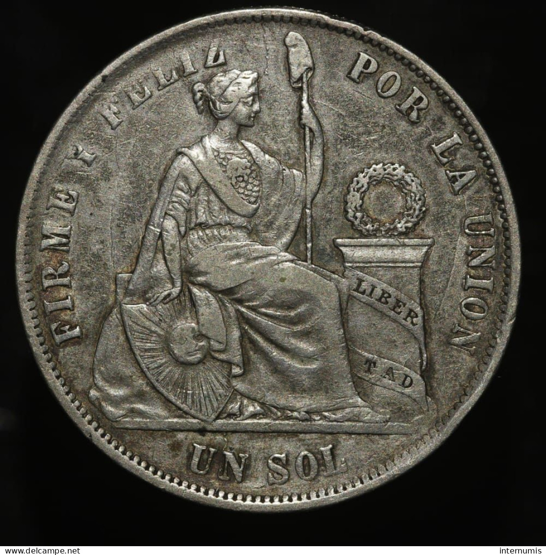 MONNAIE FAUTEE - ERROR COIN : Perou / Peru, 1 Sol, 1872, YJ  - Lima, Argent (Silver), TTB (EF), KM#196.3 - Peru