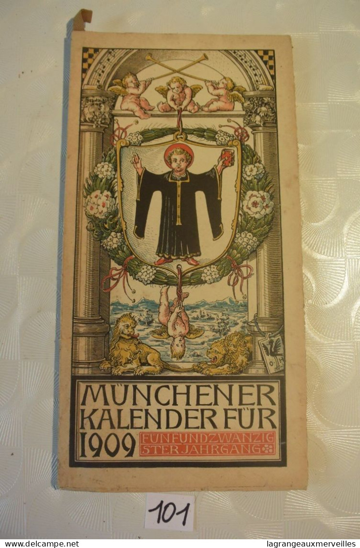 C101 MUNCHENER KALENDER 1909 German Pulp Paper Otto Hupp WW1 WW2 - Tamaño Grande : 1901-20