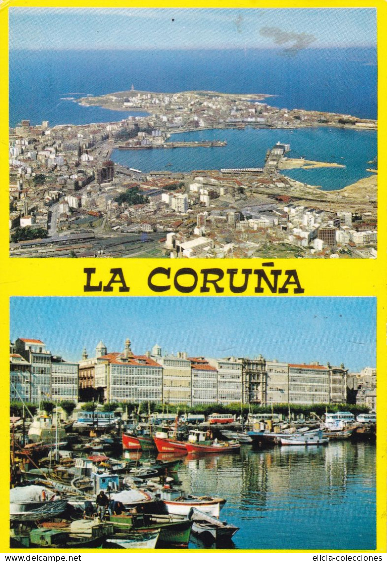 ESPAGNE. Carte Postale, La Corogne. Vue Aérienne Et Quai. Non Circulée Pas. - La Coruña