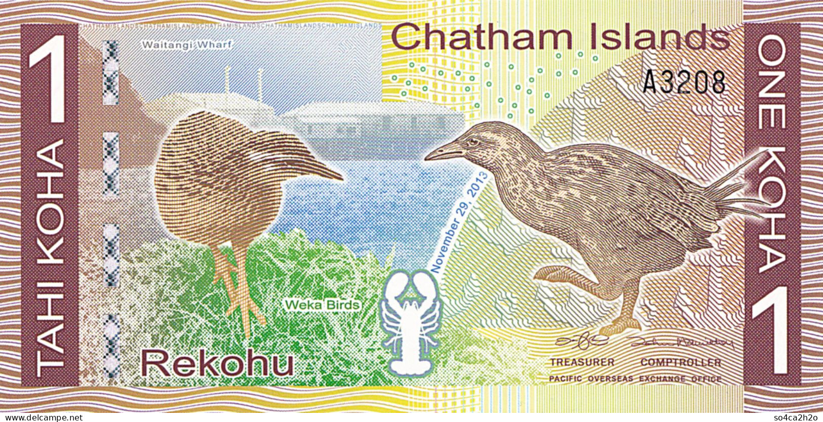 Chatham Islands  1 Koha 29 Novembre 2013 UNC Polymer Emission Privée - Ficción & Especímenes