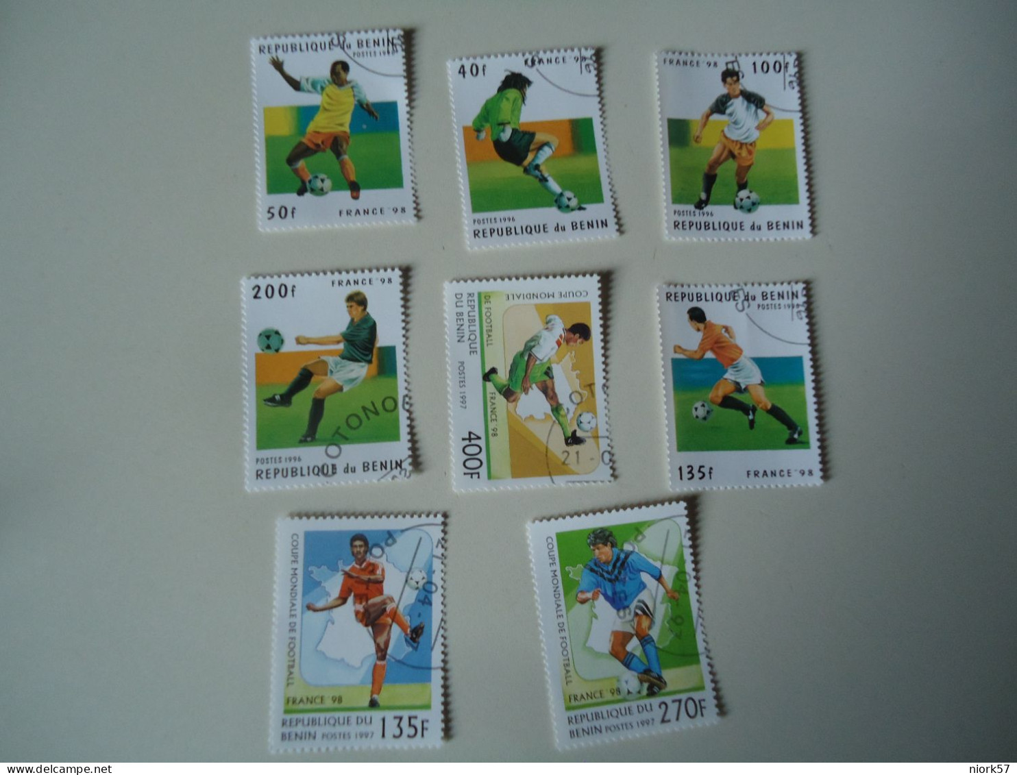 BENIN USED  STAMPS  SET 8  FOOTBALL SOCCER WORLD CUP  FRANCE 98 - Autres & Non Classés