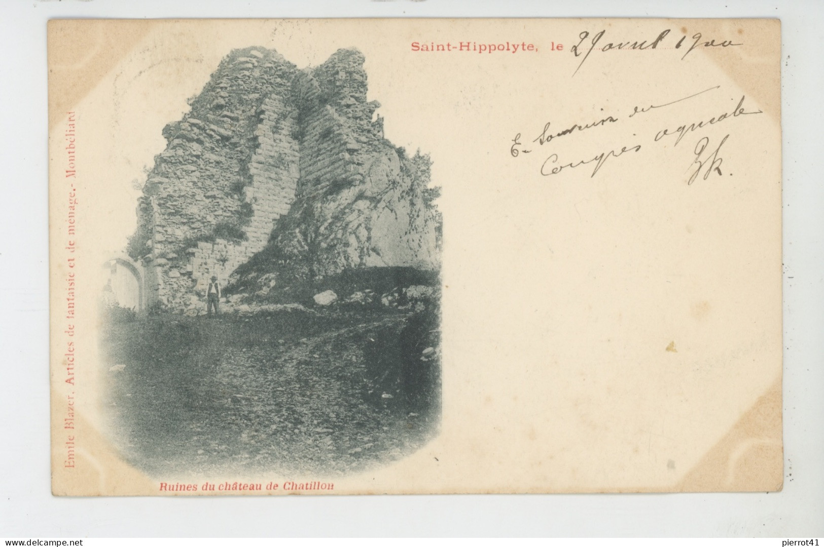 SAINT HIPPOLYTE  - Ruines Du Château De CHATILLON (carte Ayant Circulé En 1900) - Saint Hippolyte