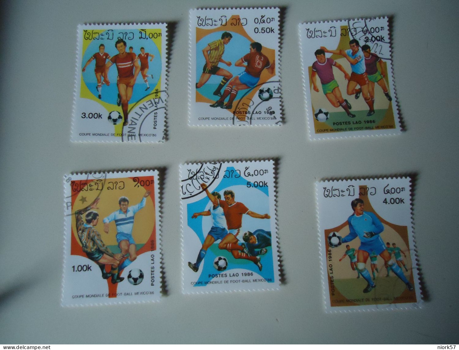 LAOS  STAMPS  SET 6 FOOTBALL SOCCER WORLD CUP - Other & Unclassified