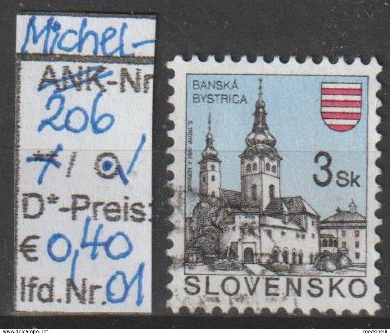 1994 - SLOWAKEI - FM/DM "Städte - Banska Bystrica"  3 Sk Mehrf. - O  Gestempelt - S.Scan (206o 01-03 Slowakei) - Gebruikt