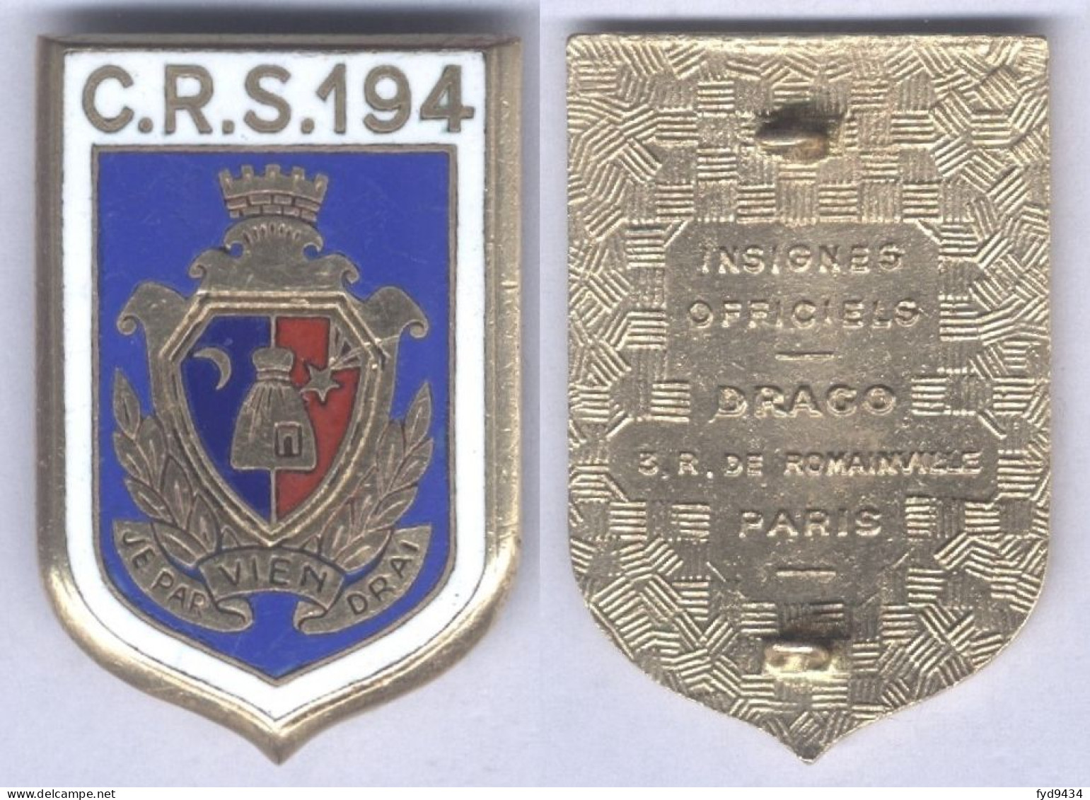 Insigne De La Compagnie Républicaine De Sécurité N° 194 - Bougie - Police & Gendarmerie