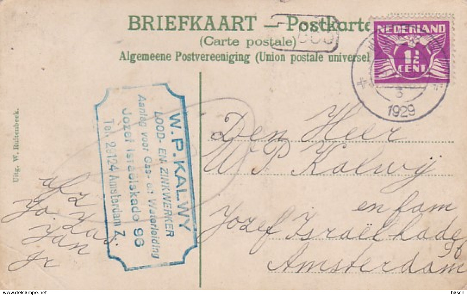 48456Weesp, Hoogstraat 1929. (links En Rechtsonder Een Vouw) - Weesp