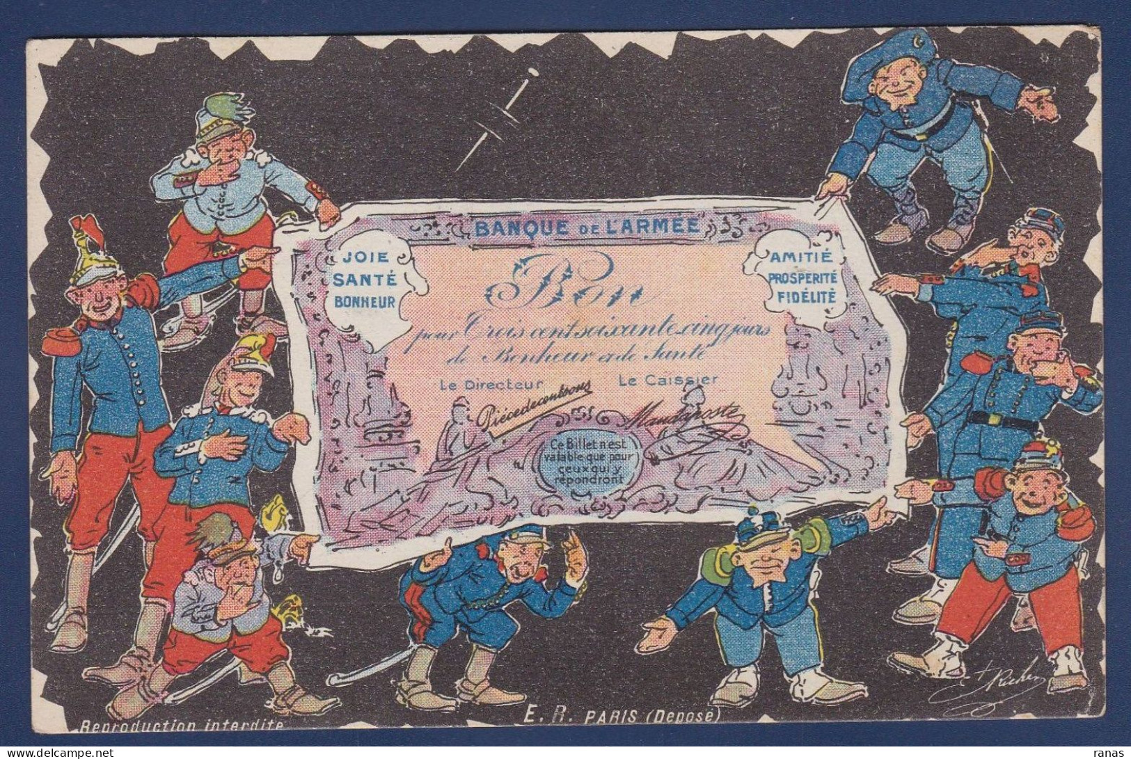 CPA Billet De Banque Banknote écrite Humour Militaria - Monnaies (représentations)