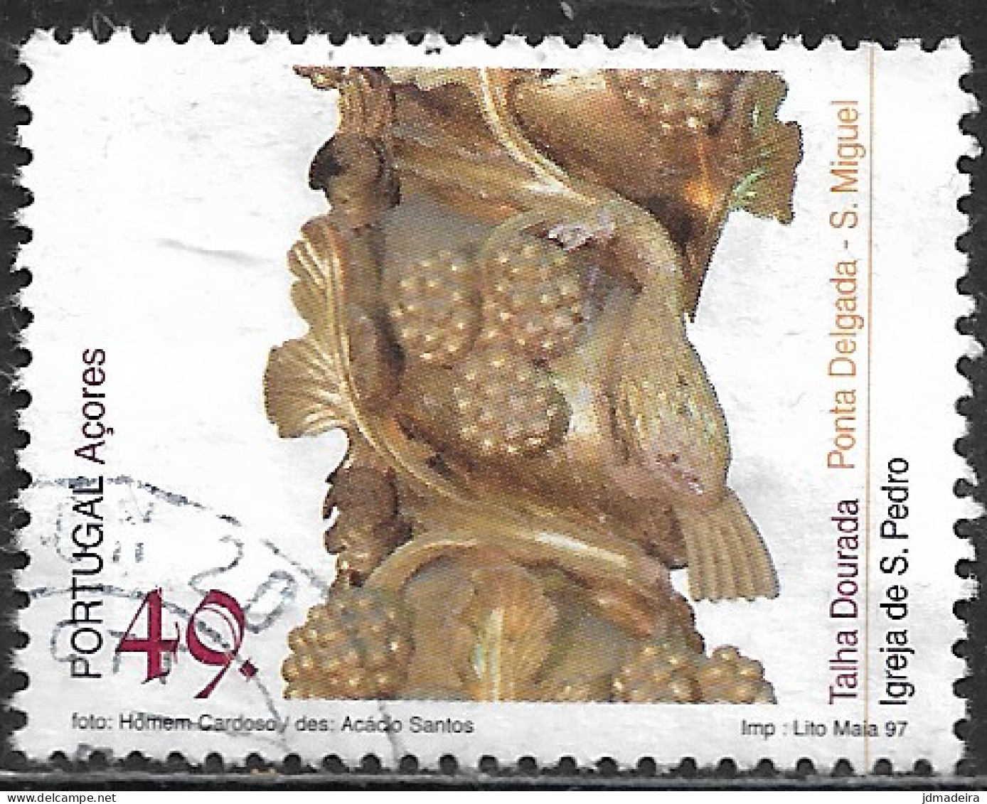 Portugal – 1997 Gold Carving 49. Used Stamp - Usado