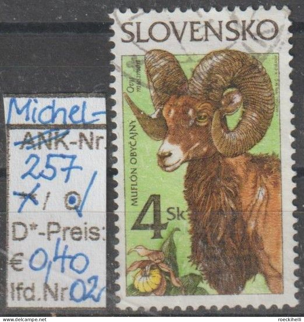 1996 - SLOWAKEI - FM/DM "Naturschutz - Europ. Mufflon" 4 Sk Mehrf. - O  Gestempelt - S.Scan (257o 01-03 Slowakei) - Oblitérés