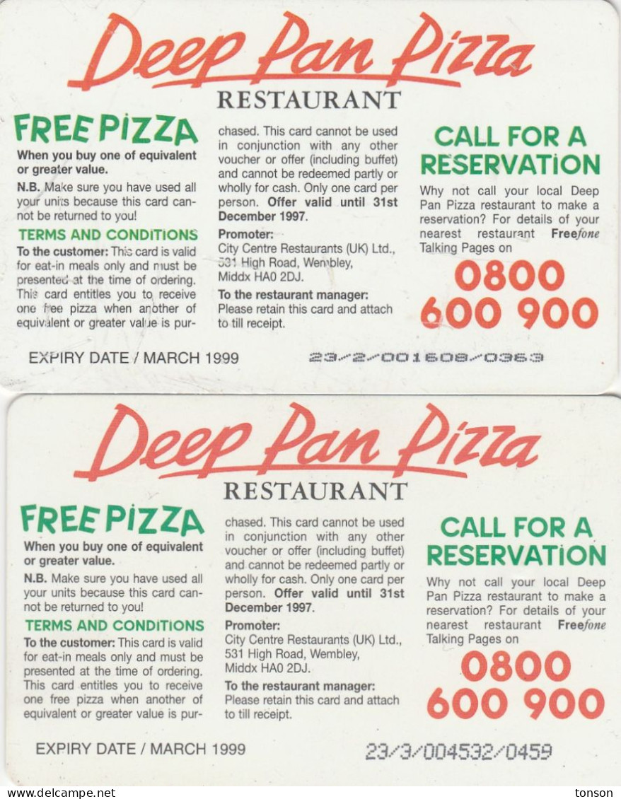 UK, BCC-072 And 073, Deep Pan Pizza - Green And Red,  2 Scans. - BT Generale