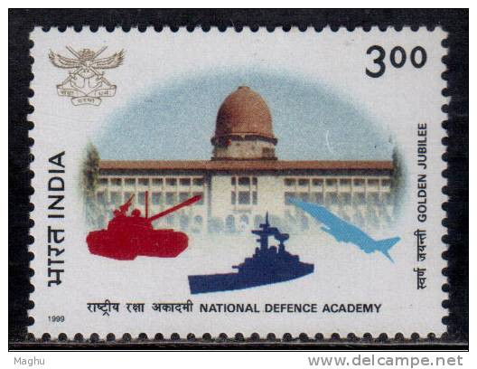 India MNH 1999, National Defence Academy, Tri Service Academy For Army, Navy, Air Force,  Ship, Airplane, Tank, Science - Nuovi