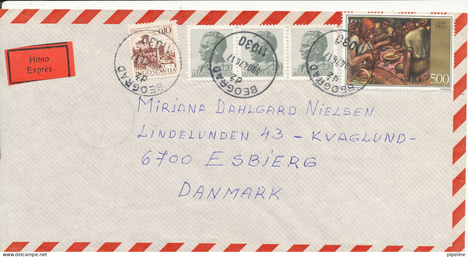 Yugoslavia Air Mail Cover Sent Express To Denmark 8-4-1976 - Luchtpost