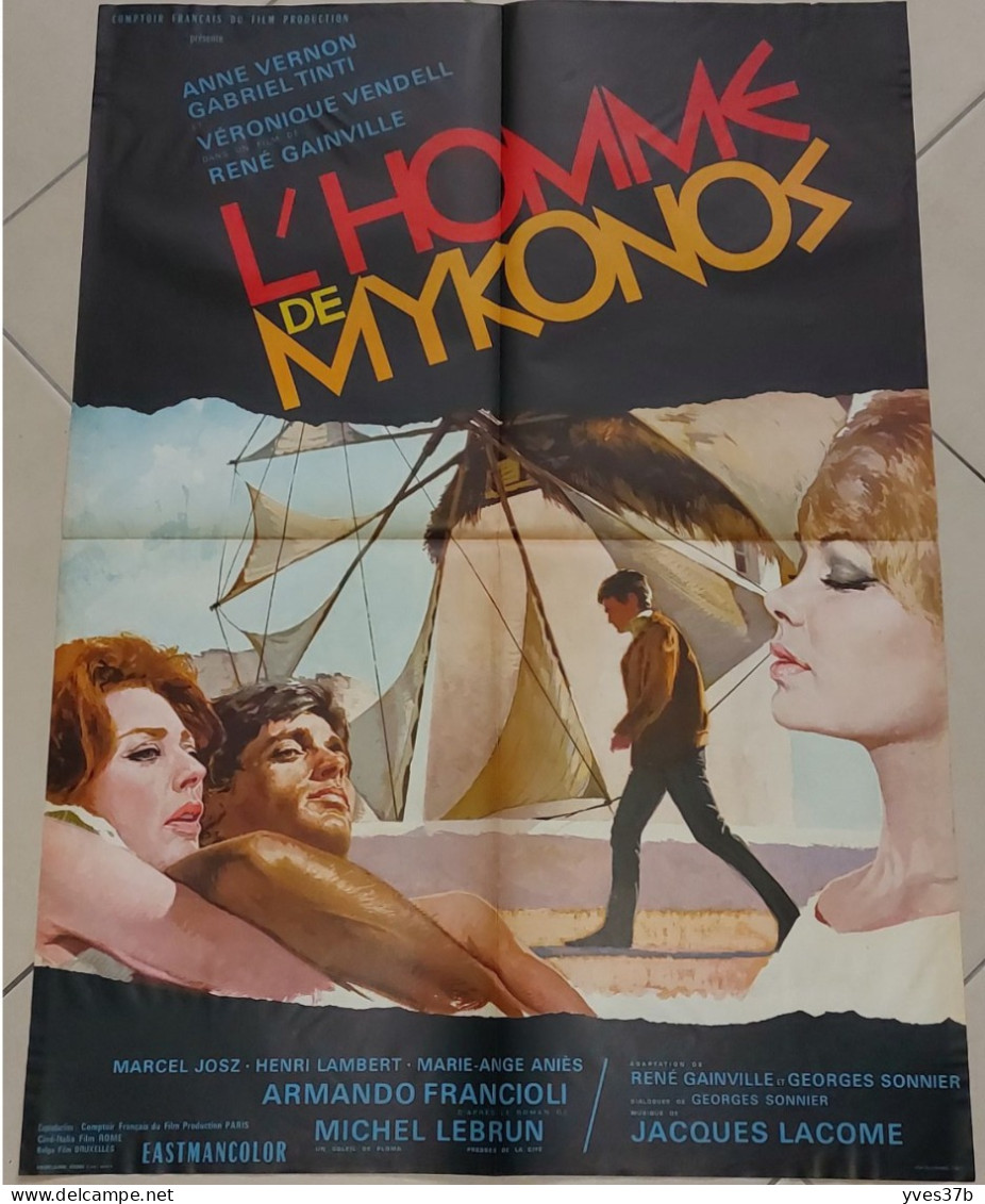 L'Homme De Mykonos - A. Vernon, G. Tinti 1966 - Affiche 60x80 - TTB - - Plakate & Poster