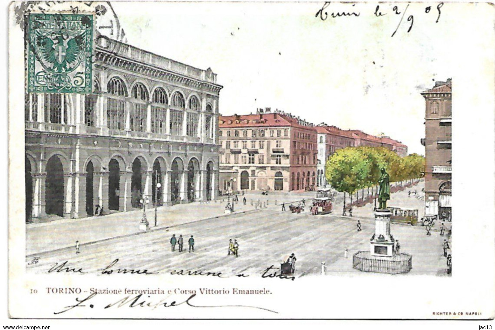 L200B2019 - Torino - 10 Stazione Ferroviara E Corso Vittorio Emanuele - Carte Précurseur - Transport