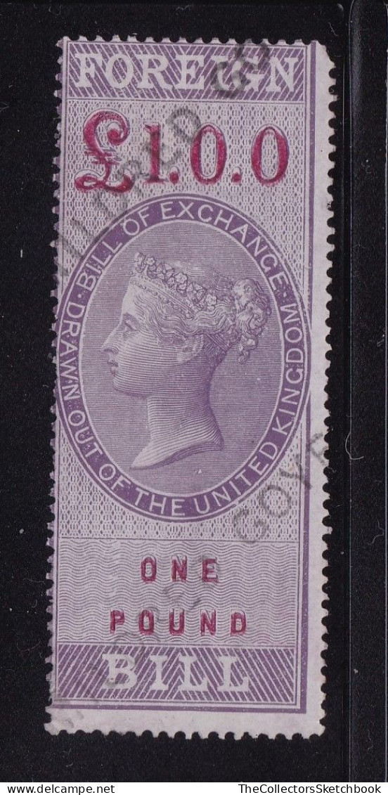 GB  Fiscals / Revenues Foreign Bill;  £1 Lilac And Carmine Neatly Cancelled Good Used Barefoot 64 - Fiscaux