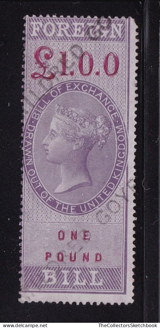 GB  Fiscals / Revenues Foreign Bill;  £1 Lilac And Carmine Neatly Cancelled Good Used Barefoot 64 - Revenue Stamps