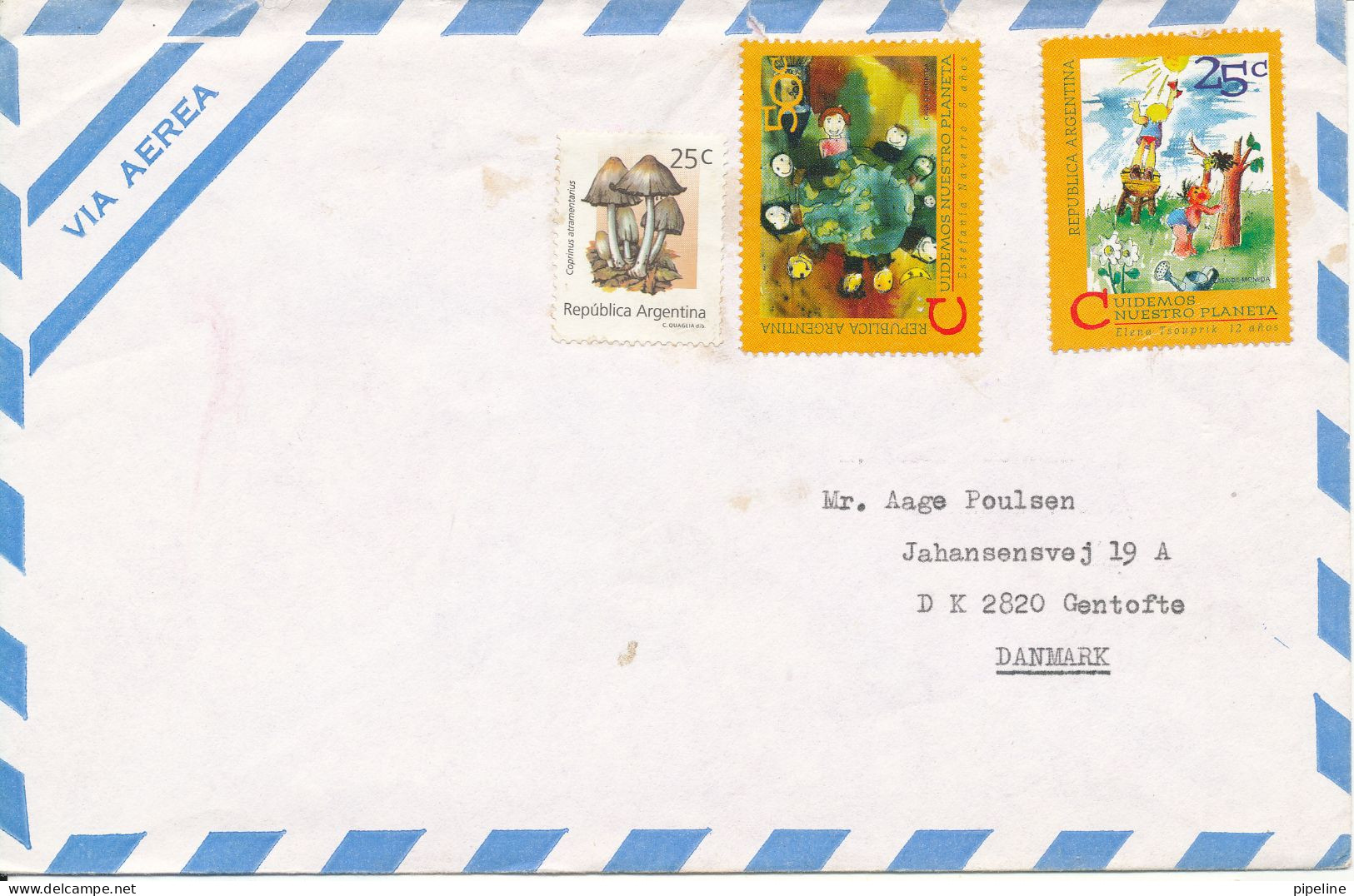 Argentina Air Mail Cover Sent To Denmark (no Postmarks On Stamps Or Cover) - Poste Aérienne