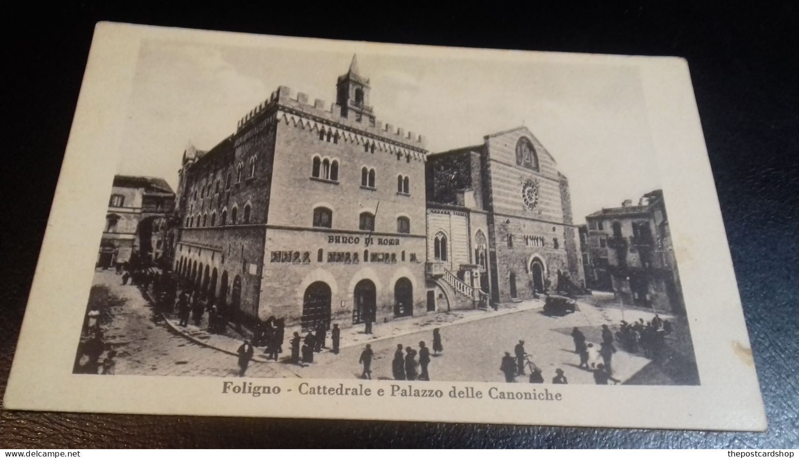 FOLIGNO PALAZZO DELLE CANONICHE E CATTEDRALE - BANCO DI ROMA - B/N NON VIAGGIATA  1944 - ANIMATISSIMA - Foligno