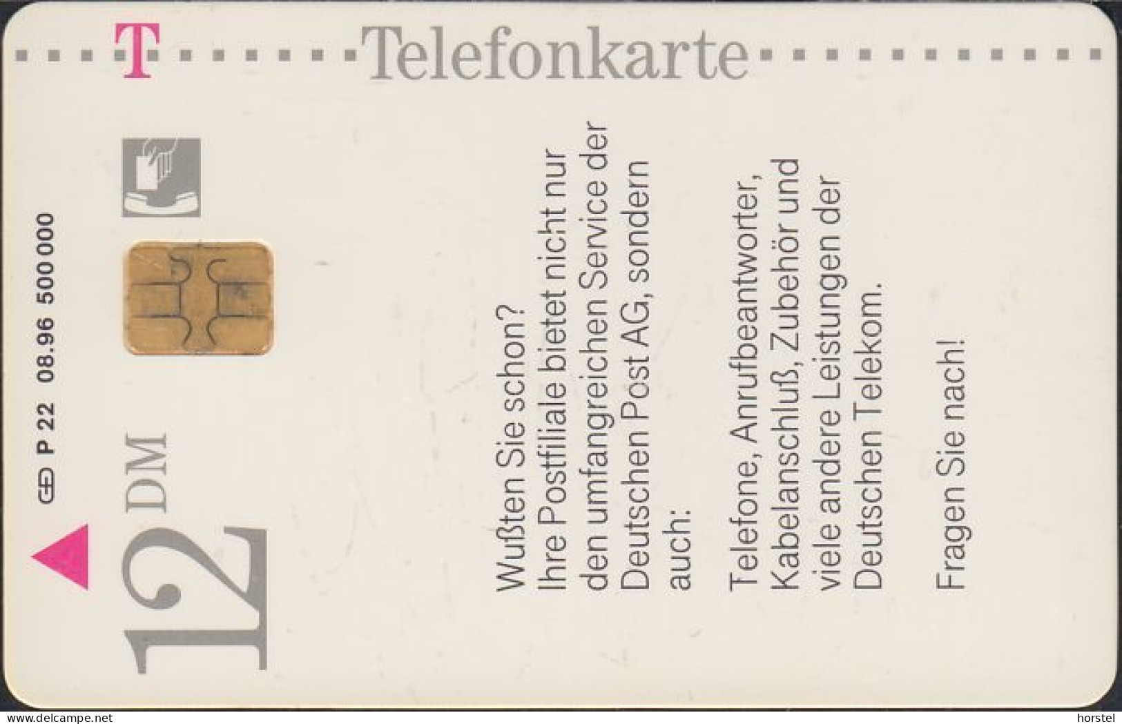 Germany P22/96 Postfiliale - Frau - Woman DD:1608 - P & PD-Series: Schalterkarten Der Dt. Telekom