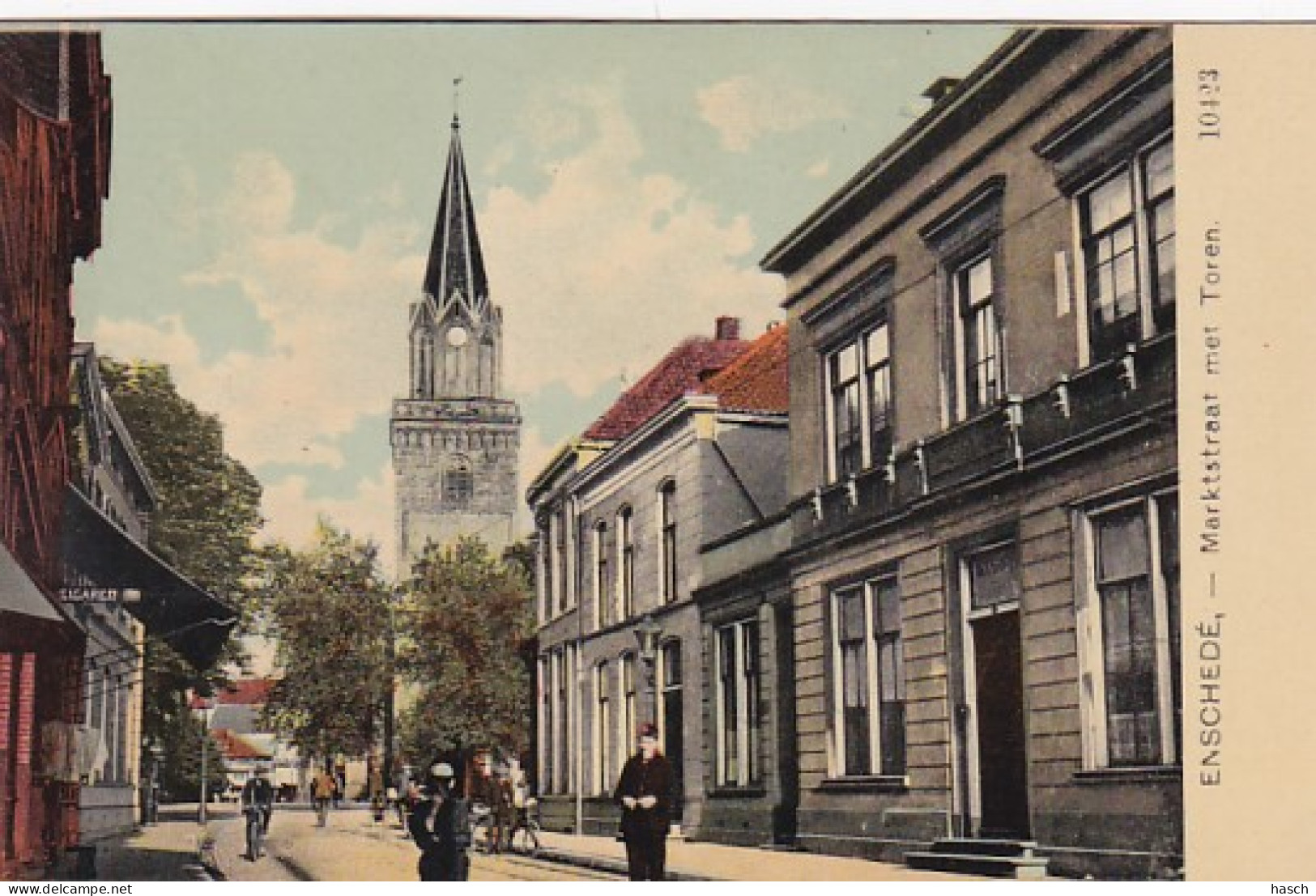 4844133Enschede, Marktstraat Met Toren.  - Enschede