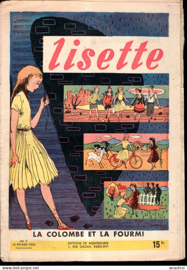 Magazine LISETTE  N° 7 Du 15 Février 1953 La Colombe Et La Fourmi - Lisette