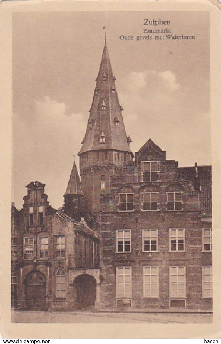 4844155Zutphen, Zaadmarkt. Oude Gevels Met Watertoren. 1924(zie Hoeken En Randen) - Zutphen