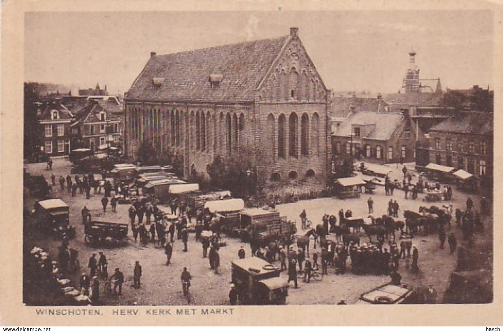 4844156Winschoten, Herv. Kerk Met Markt. (punaisegaatje) - Winschoten